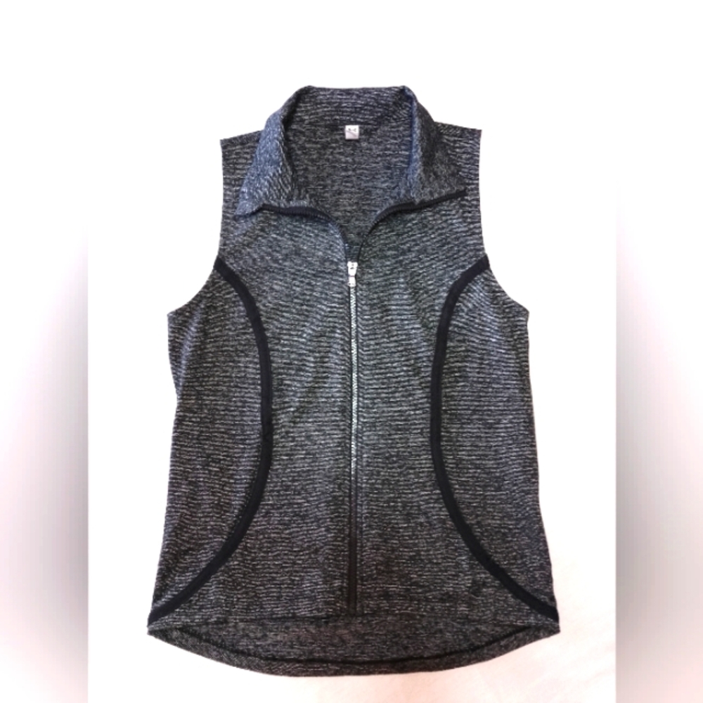 Under Armour Heathered Black And White Full Zip Vest